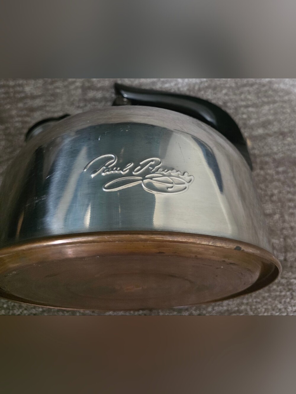 Vintage Paul Revere Ware Copper Bottom 2 Qt Whistling Tea Pot Kettle Bakelite